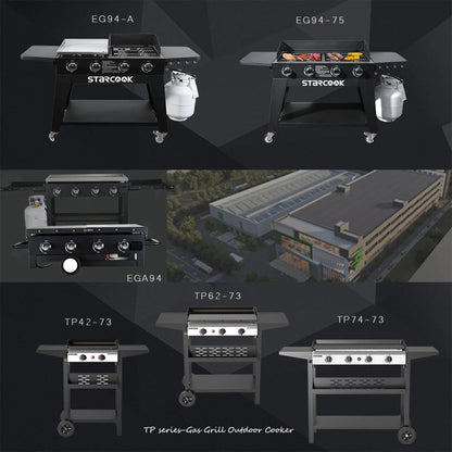 4-Burner 30" Griddle Propane Gas Grill, Black