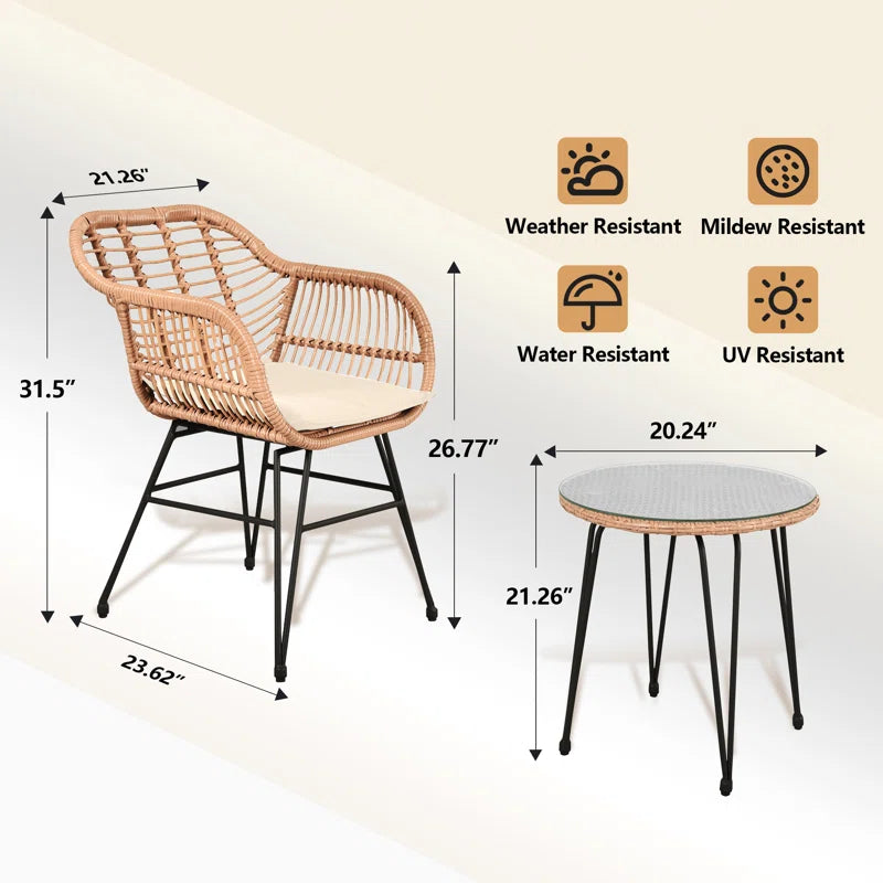 Virgie 2 - Person Outdoor Seating Group with Cushions - Design By Technique