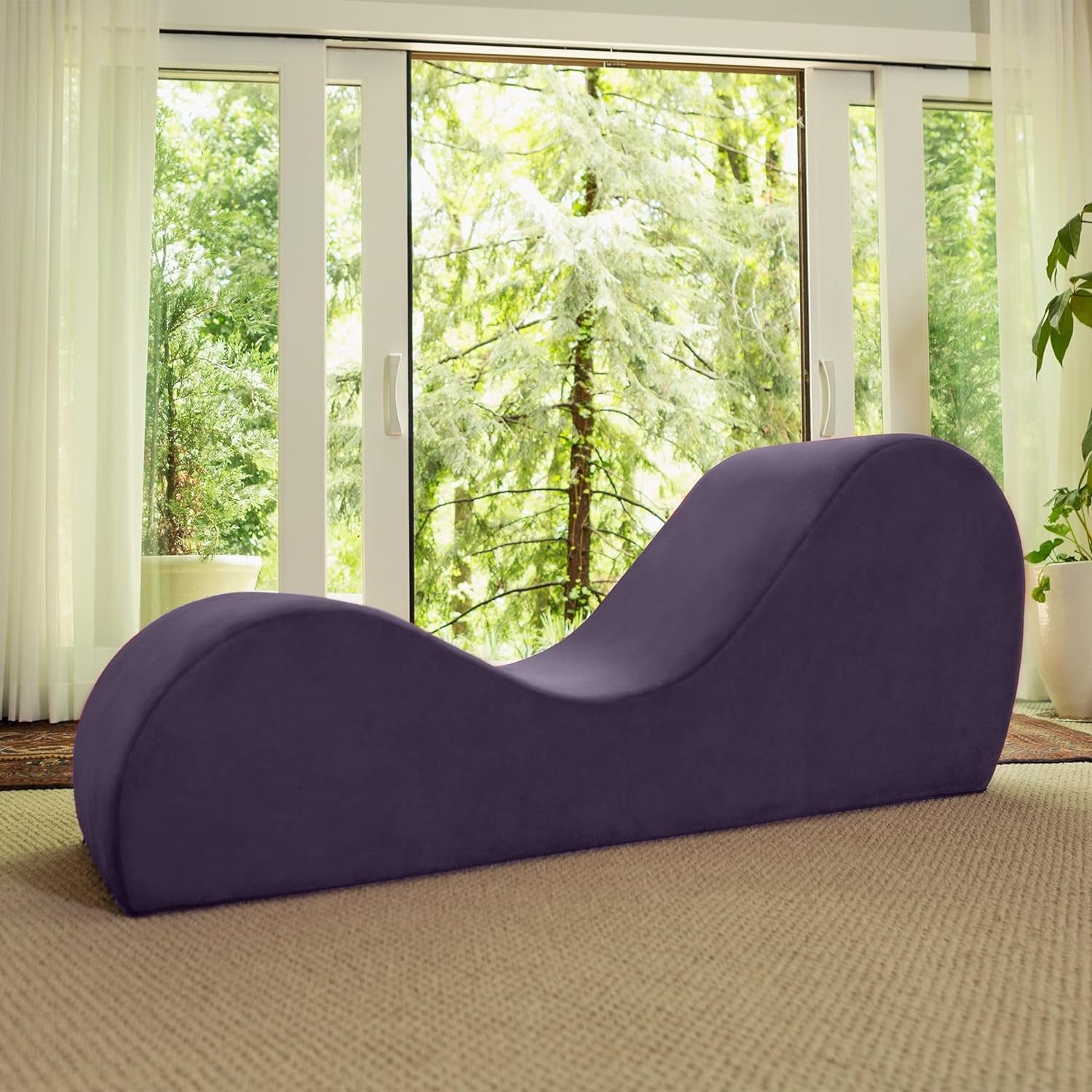 Sleek Chaise Lounge for Yoga-Made in the Usa-For Stretching, Relaxation, Exercise & More, 60D X 18W X 26H Inch, Aubergine