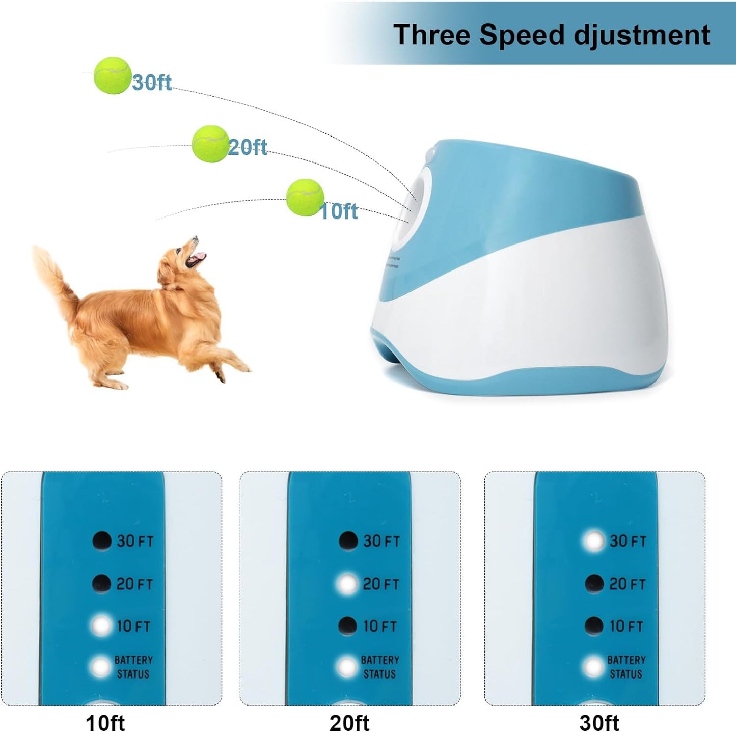 Automatic Ball Thrower for Dogs, Indoor/Outdoor Small Dog Ball Launcher with Free 9 PCS Balls, Work 4~5 Hours on Full Charge Three-Speed Control Interactive Dog Fetch Machine Toy for Small Dogs