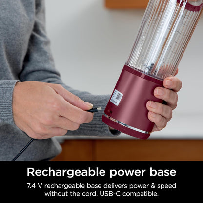 BC151CR Blast Portable Blender, Cordless, 18Oz. Vessel, Personal Blender-For Shakes & Smoothies, BPA Free, Leakproof-Lid & Sip Spout, USB-C Rechargeable, Dishwasher Safe Parts, Cranberry Red