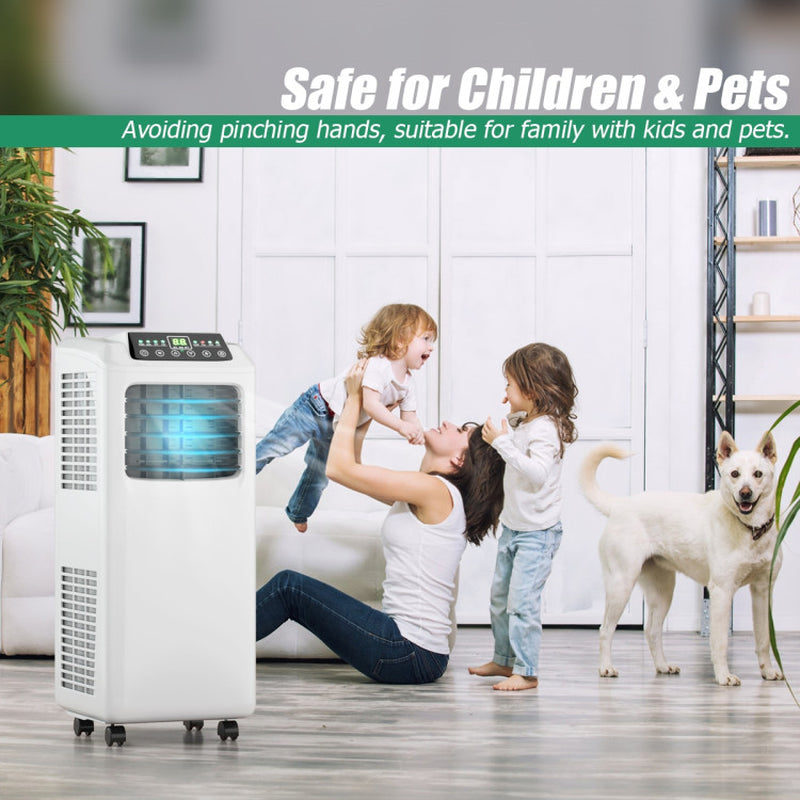 9000 BTU Portable Air Conditioner with Built-In Dehumidifier and Remote Control