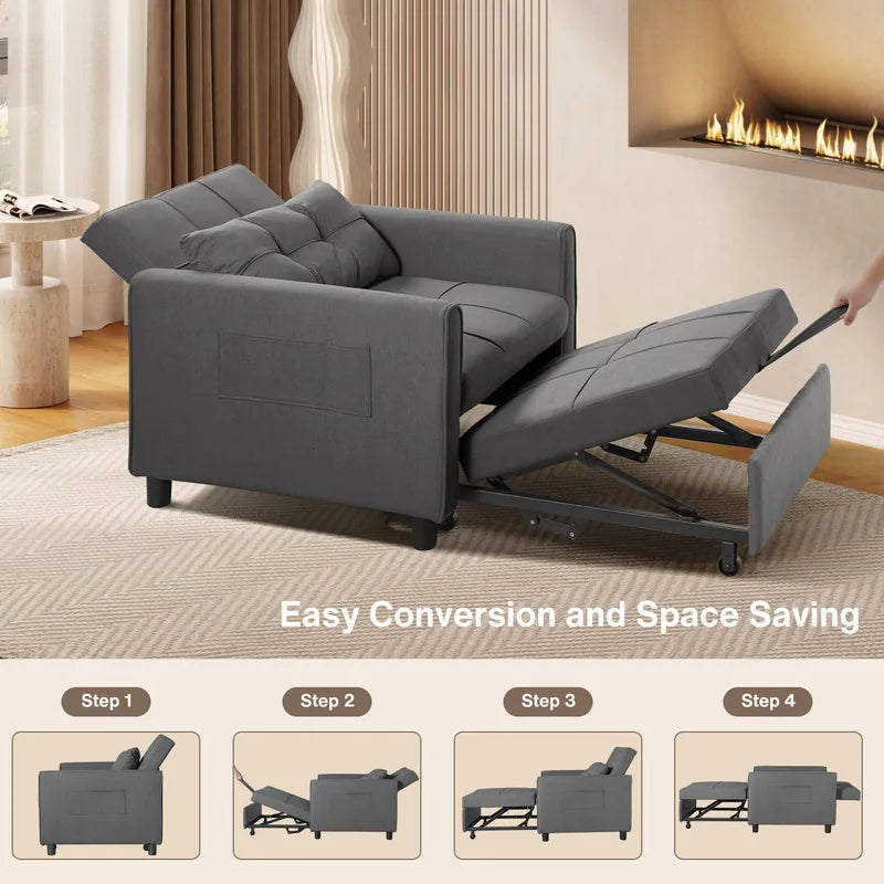 3-In-1 Adjustable Sleeper Sofa Bed, Pull Out Sleeper Chair Sofa, Convertible Folding Lounge Chair