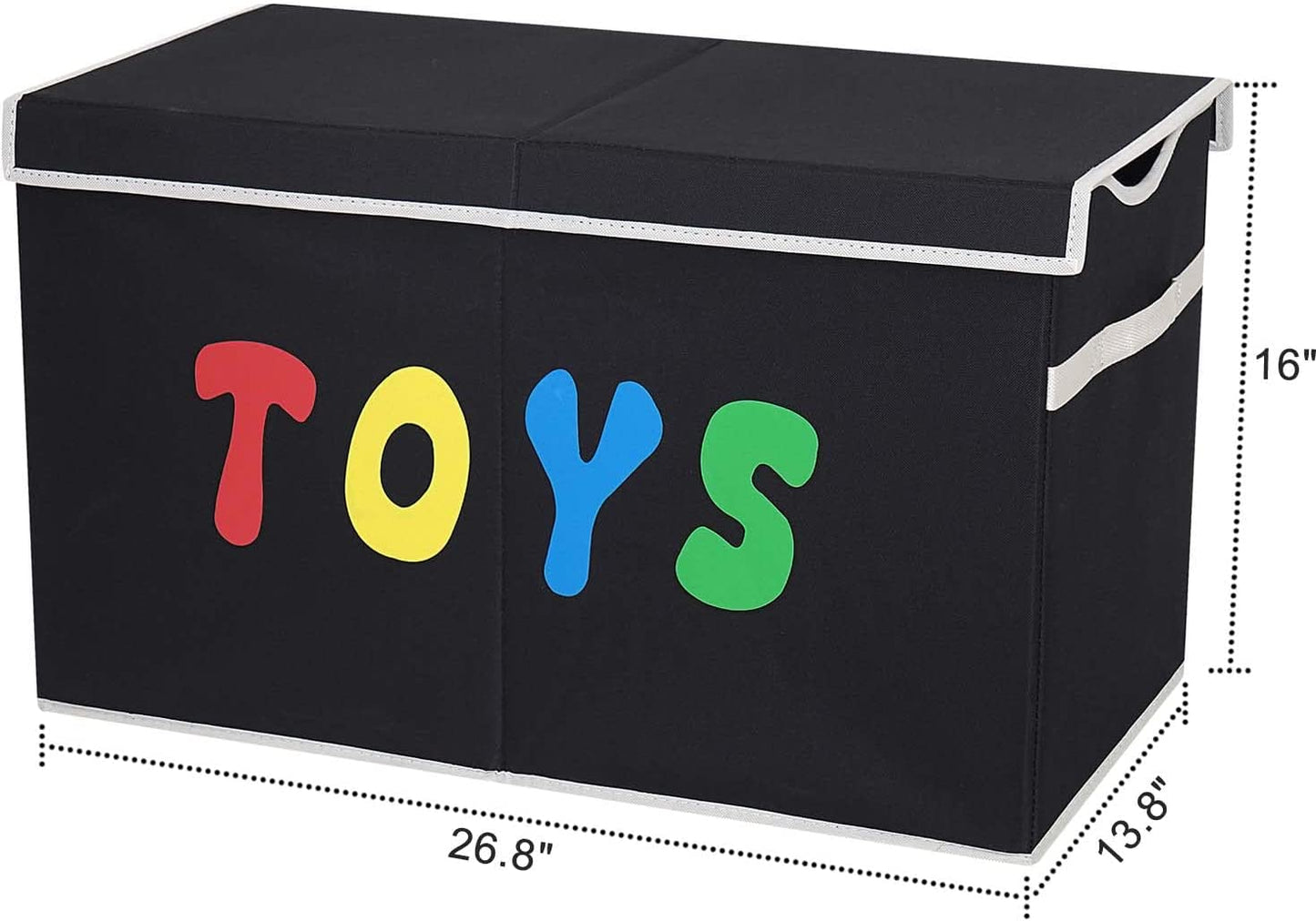 Toy Box Chest, Collapsible Sturdy Storage Bins with Lids, Extra Large Kids Toy Storage Organizer Boxes Bins Baskets for Kids, Boys, Girls, Nursery Room, Playroom, Closet (BLACK)