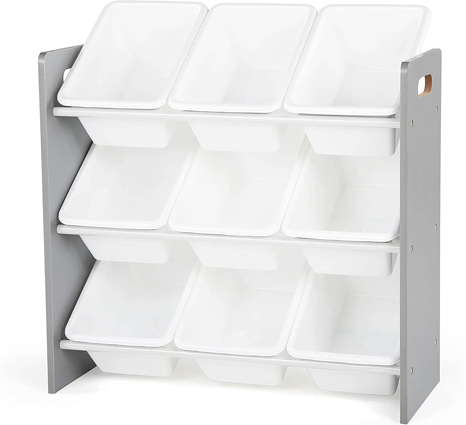 , Grey/White Toy Organizer, 9 Bin Storage, 24" Tall