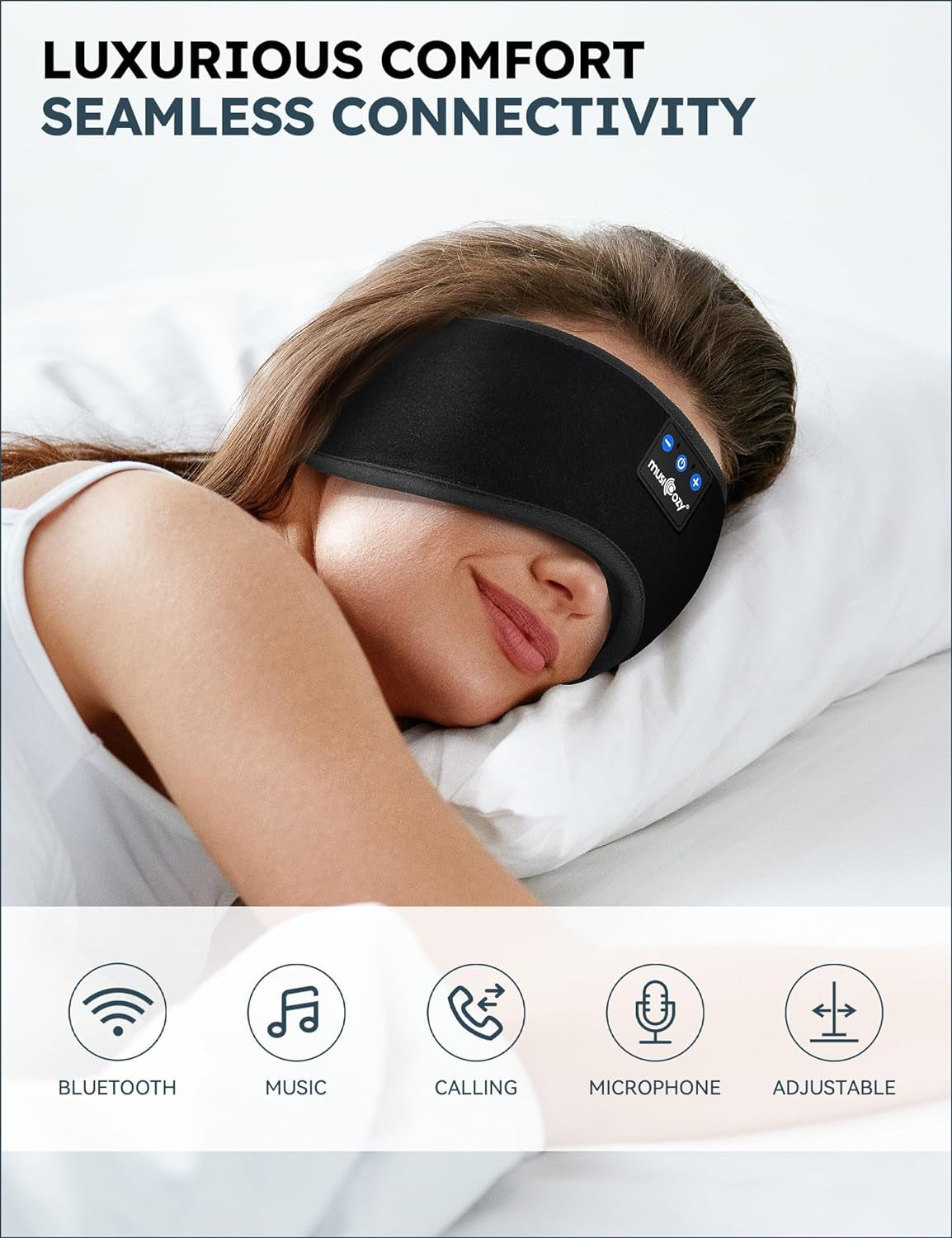 Sleep Headphones Bluetooth 5.2 Headband Sleeping Headphones Sleep Eye Mask, Wireless Music Earbuds Earphones for Side Sleepers Men Women Air Travel Cool Tech Gadgets Unique Gifts