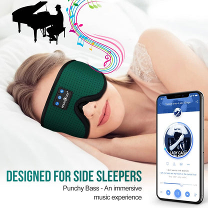 Sleep Headphones Breathable Bluetooth Headband 3D Sleeping Headphones, Wireless Music Eye Mask Sleep Earbuds for Side Sleeper Women,Men Office Air Travel Cool Tech Gadgets Unique Gifts Green