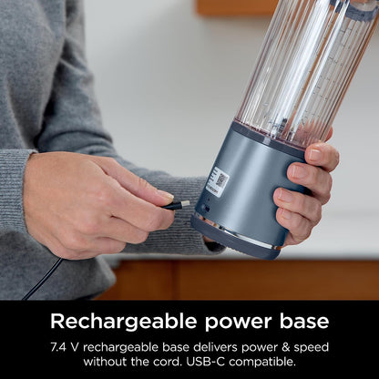 BC51NV Blast Portable Blender, Cordless, 18Oz. Vessel, Personal Blender-For Shakes & Smoothies, BPA Free, Leakproof-Lid & Sip Spout, USB-C Rechargeable, Dishwasher Safe Parts, Denim Blue