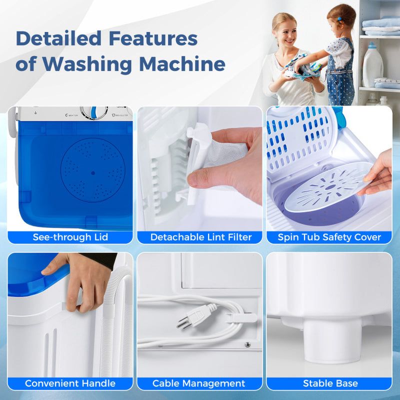 17.6 Lbs Portable Washing Machine with Drain Pump