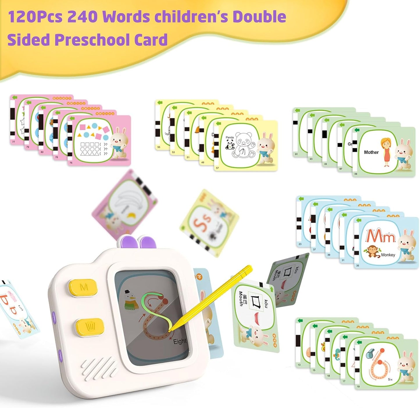 Talking Flash Cards for Toddlers with 240 Sight Words, Learning Montessori Toys with Music, Speech Therapy, Autism Sensory Toys, Preschool Learning Activities, Educational Toys for Kids Boys and Girls