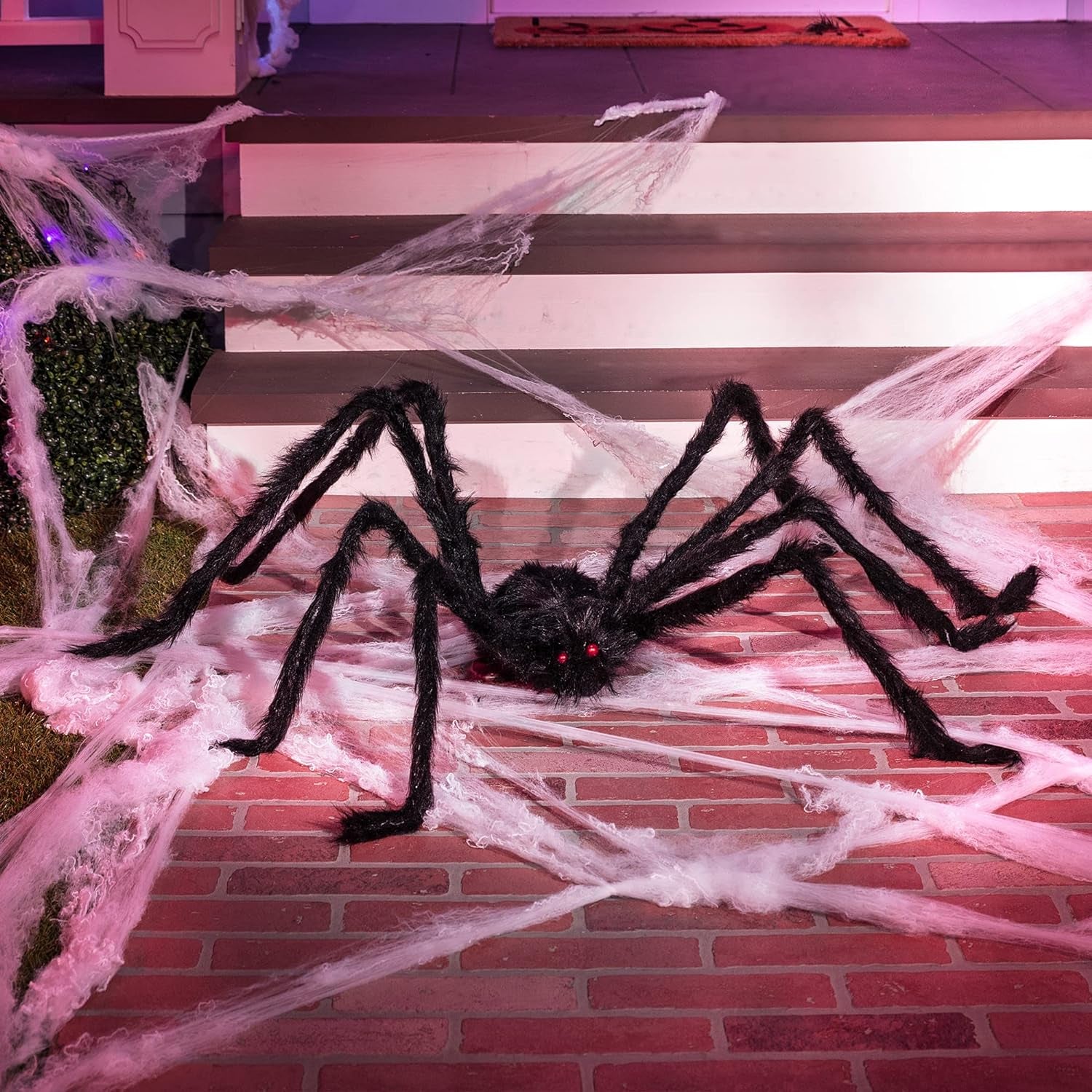 5 Ft. Halloween Outdoor Decorations Hairy Spider,Scary Giant Spider Fake Large Props for Yard Party Decor, Black