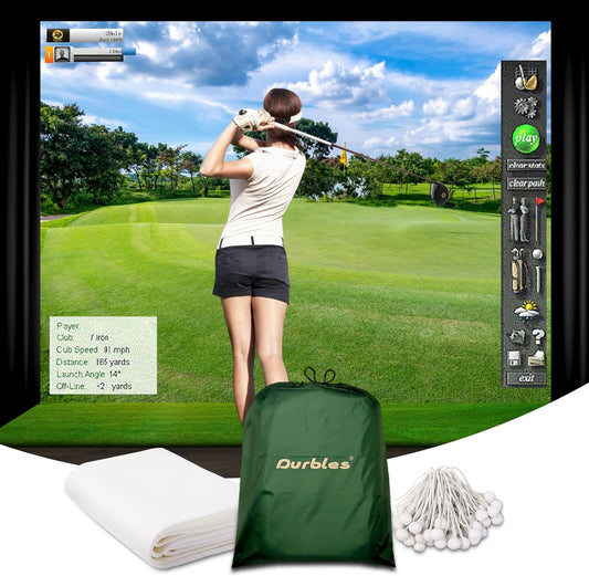 Golf Simulator Impact Screen, Premium Triple Layer Launch Monitor Projector Screen with HD Visuals, Indoor Practice Screen for Enclosure and Net, Hitting Screen with Grommets & Bungee Cords