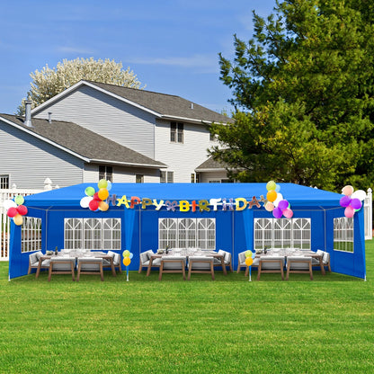 10' X 30' Canopy Tent with 8 Side Walls for Party Wedding Camping and BBQ Blue