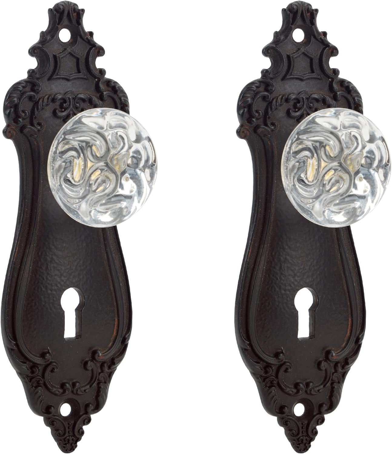 2Pcs Vintage Cabinet Pulls Dresser Drawer Knobs, Distressed Closet Handles with Clear Crystal - Black