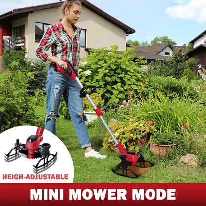 Cordless Weed Wacker & Edger & Lawn Mower with 2.5Ah Battery, 3-In-1 Weed Wacker Battery Operated, Running Time 50~75 Mins (Battery and Charger Included)