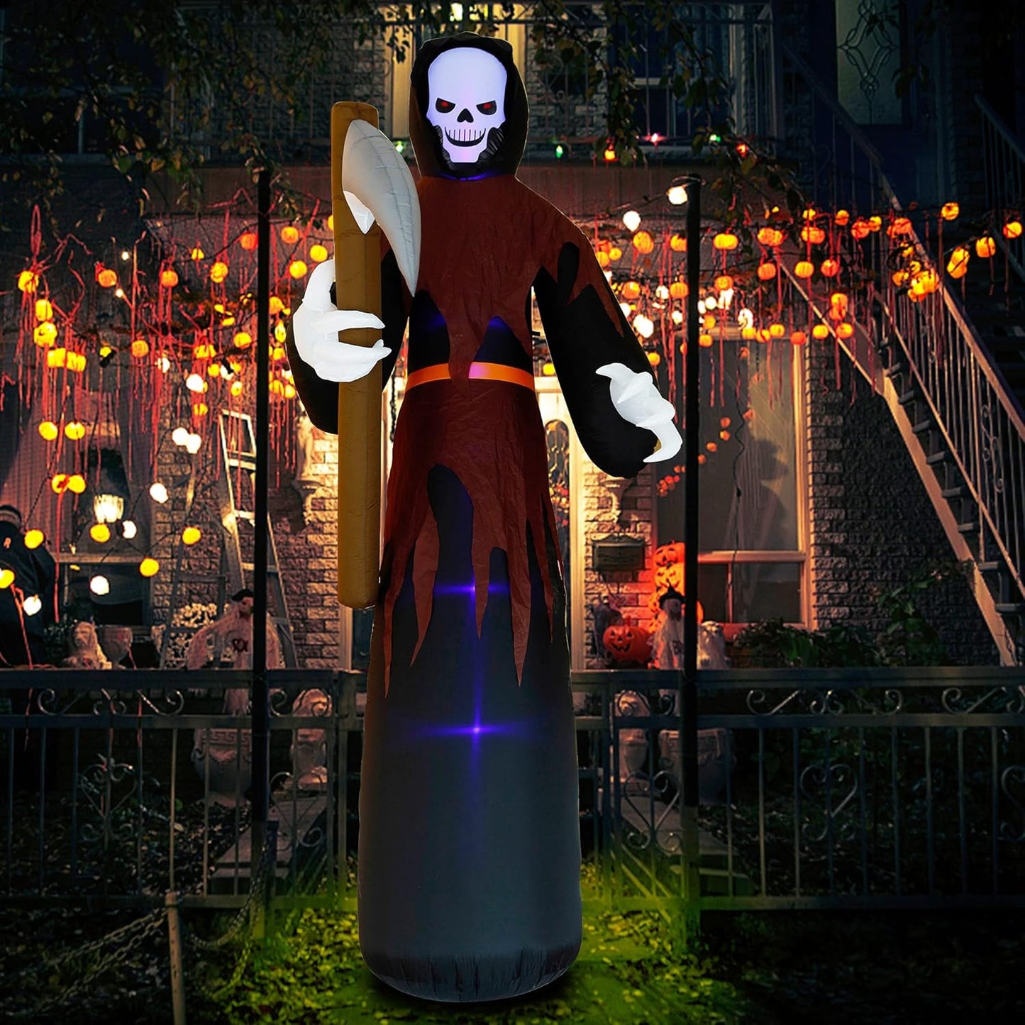 12 FT Halloween Inflatables Large Lighted Reaper Grim Ghost, Giant Scary Ghosts with LED Lights Animated Blow up Yard Prop Lawn Decorations, for Home Garden Party Indoor Outdoor Décor