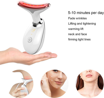 Face and Neck Massager，Multifunctional Facial Skin Care Tools,7 Color Led Face and Neck Beauty Device for Home Use