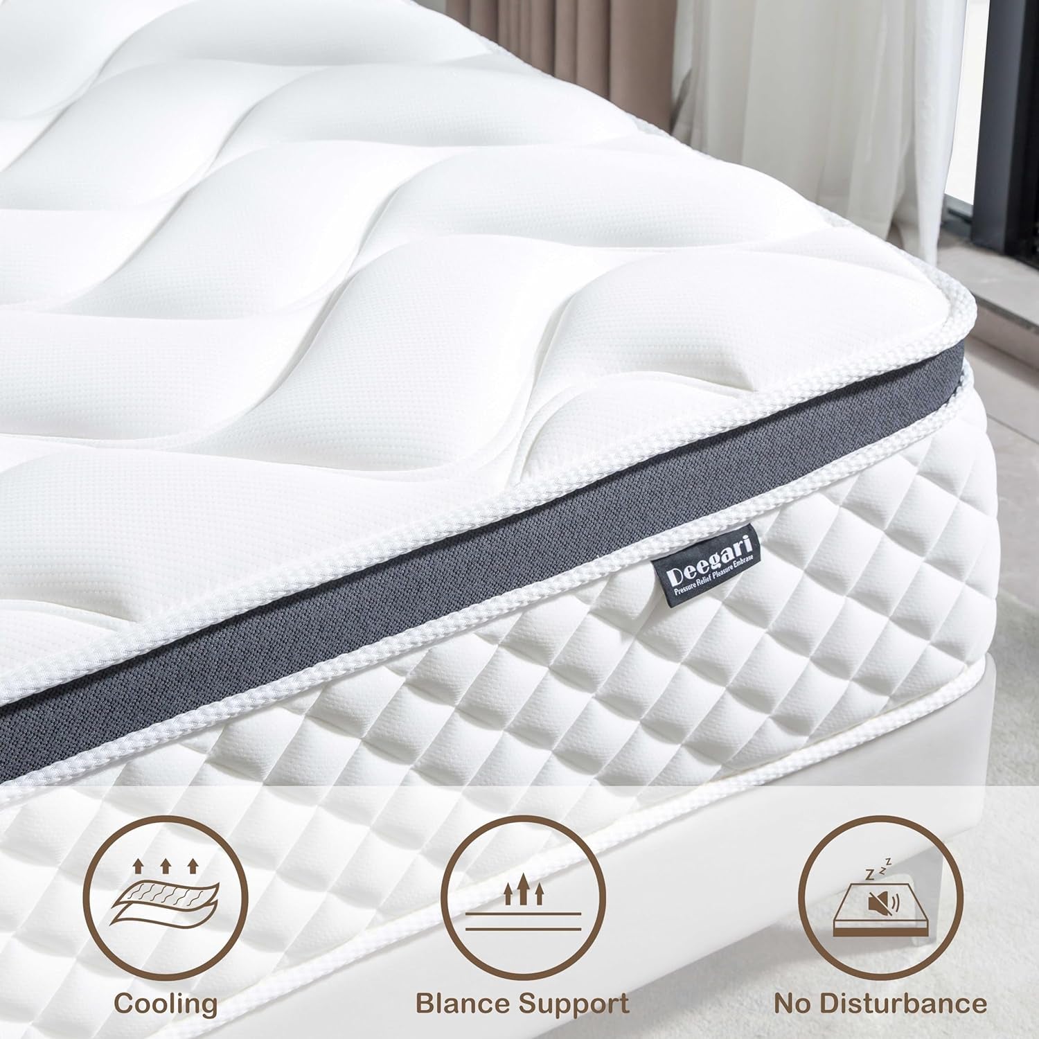 Queen Mattress,12 Inch Queen Size Mattress in a Box,Gel Memory Foam and Innerspring Hybrid Mattress with Individual Pocket Spring for Motion Isolation,Pressure Relief,Medium Firm Feel