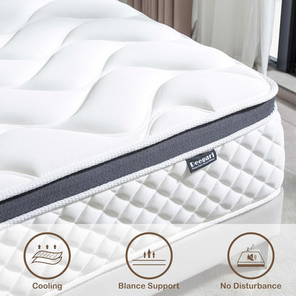 Queen Mattress,12 Inch Queen Size Mattress in a Box,Gel Memory Foam and Innerspring Hybrid Mattress with Individual Pocket Spring for Motion Isolation,Pressure Relief,Medium Firm Feel