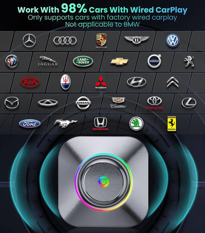 Carplay AI Box 2.0, Wireless Carplay Streaming Supports Netfiix/Youtube/Tiktok, Apple Carplay/Android Auto Wireless Adapter Newest, Wireless Carplay Adapter for Factory Wired Carplay Cars Gifts