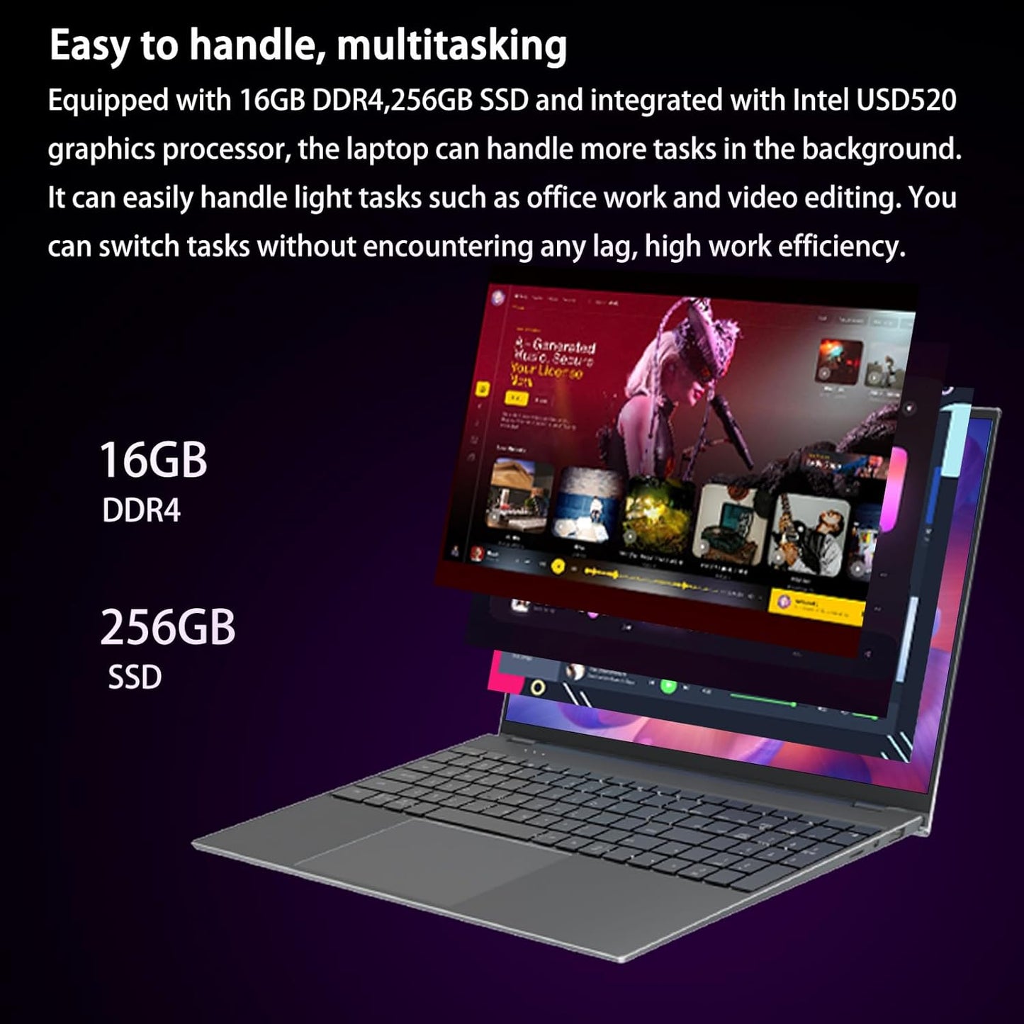 Touchscreen Notebook Laptop, 15.6" HD, All-Metal Body N5095 Quad-Core 2.9 Ghz Processor, 16GB DDR4 256GB Ssd，Fingerprint and Backlit Keyboard,Fhd 1920 * 1080 Ips,Wifi,Windows 11 Home