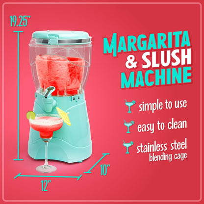 Frozen Drink Maker and Margarita Machine for Home - 128-Ounce Slushy Maker with Stainless Steel Flow Spout - Easy to Clean and Double Insulated - Aqua