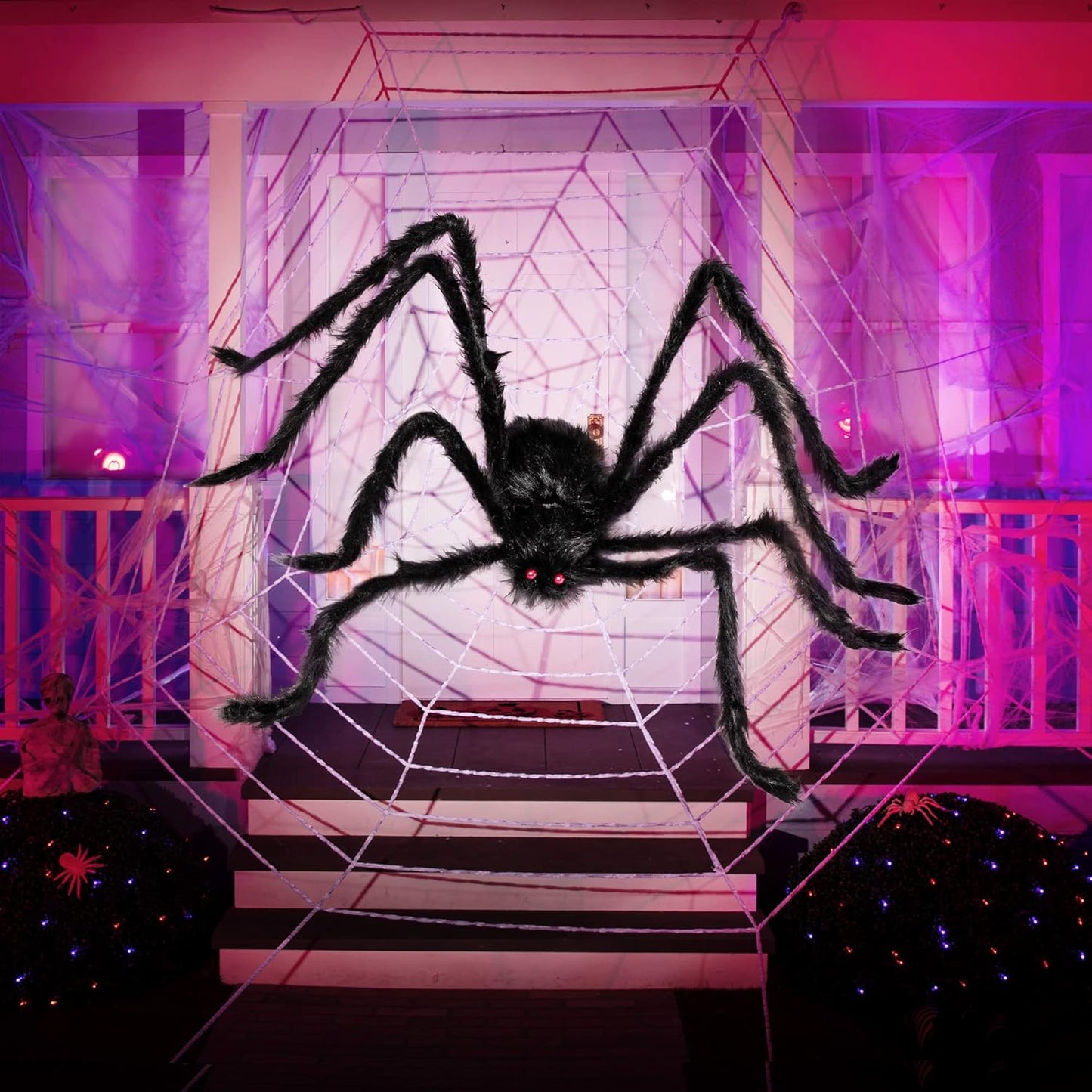 5 Ft. Halloween Outdoor Decorations Hairy Spider,Scary Giant Spider Fake Large Props for Yard Party Decor, Black