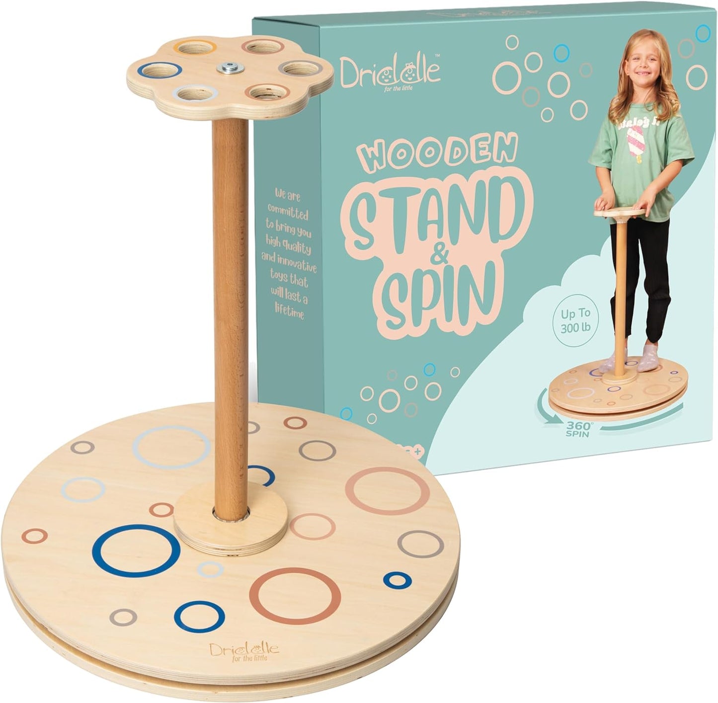 Wooden Stand and Spin Toy | Balance Board 360° Spinner Stand Toddler Toys Age 2, 3, 4, 5, Birthday for Boy Girl, 18 Months +, Kids Toy Indoor or Outdoor for 2 Year Old (Patent Pending)