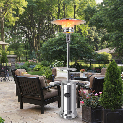 48,000 BTU Standing Outdoor Heater Propane LP Gas Steel with Table and Wheels