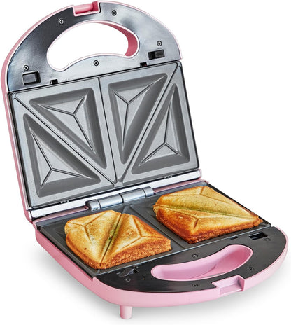 Pro Electric Panini Press Grill and Sandwich Maker, Healthy Ceramic Nonstick Plates,Easy Indicator Light, Pfas-Free, Pink