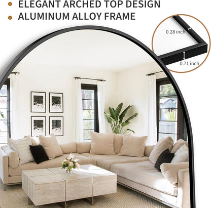 Arched Full Length Mirror, 64"X21" Arched Floor Mirror, Glassless Mirror Full Length with Stand, Floor Mirror Freestanding, Wall Mounted Mirror for Bedroom Living Room, Black - Design By Technique
