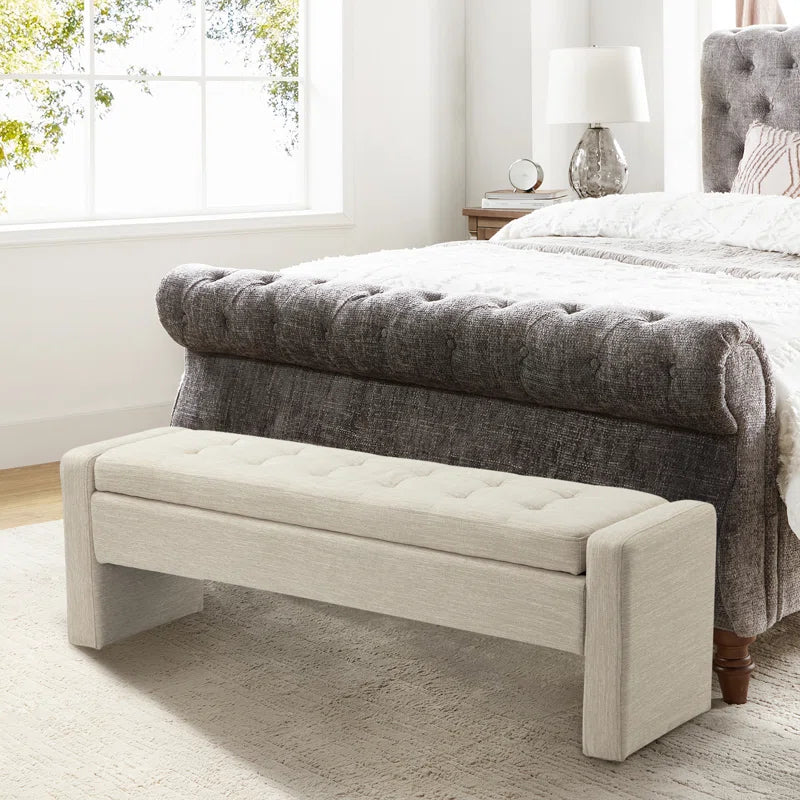 Anthonique Fabric Upholstered Storage Ottoman, Storage Bench