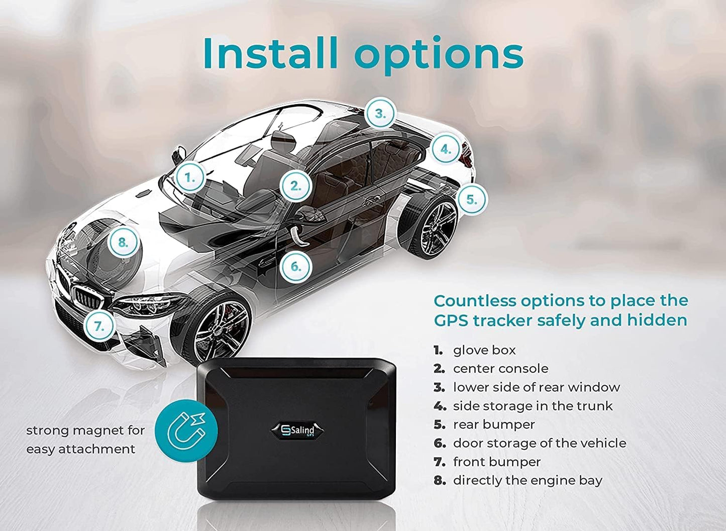 Magnetic, up to 70 Days Battery - GPS Tracker for Every Vehicle, 4G LTE Car GPS Tracker with Strong Built-In Magnet for Easy Fixation on All Surfaces, Robust & Splash Proof Tracking Device