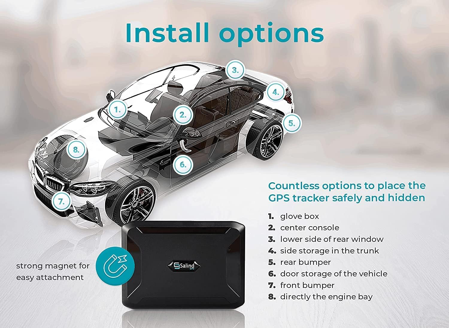 Magnetic, up to 70 Days Battery - GPS Tracker for Every Vehicle, 4G LTE Car GPS Tracker with Strong Built-In Magnet for Easy Fixation on All Surfaces, Robust & Splash Proof Tracking Device