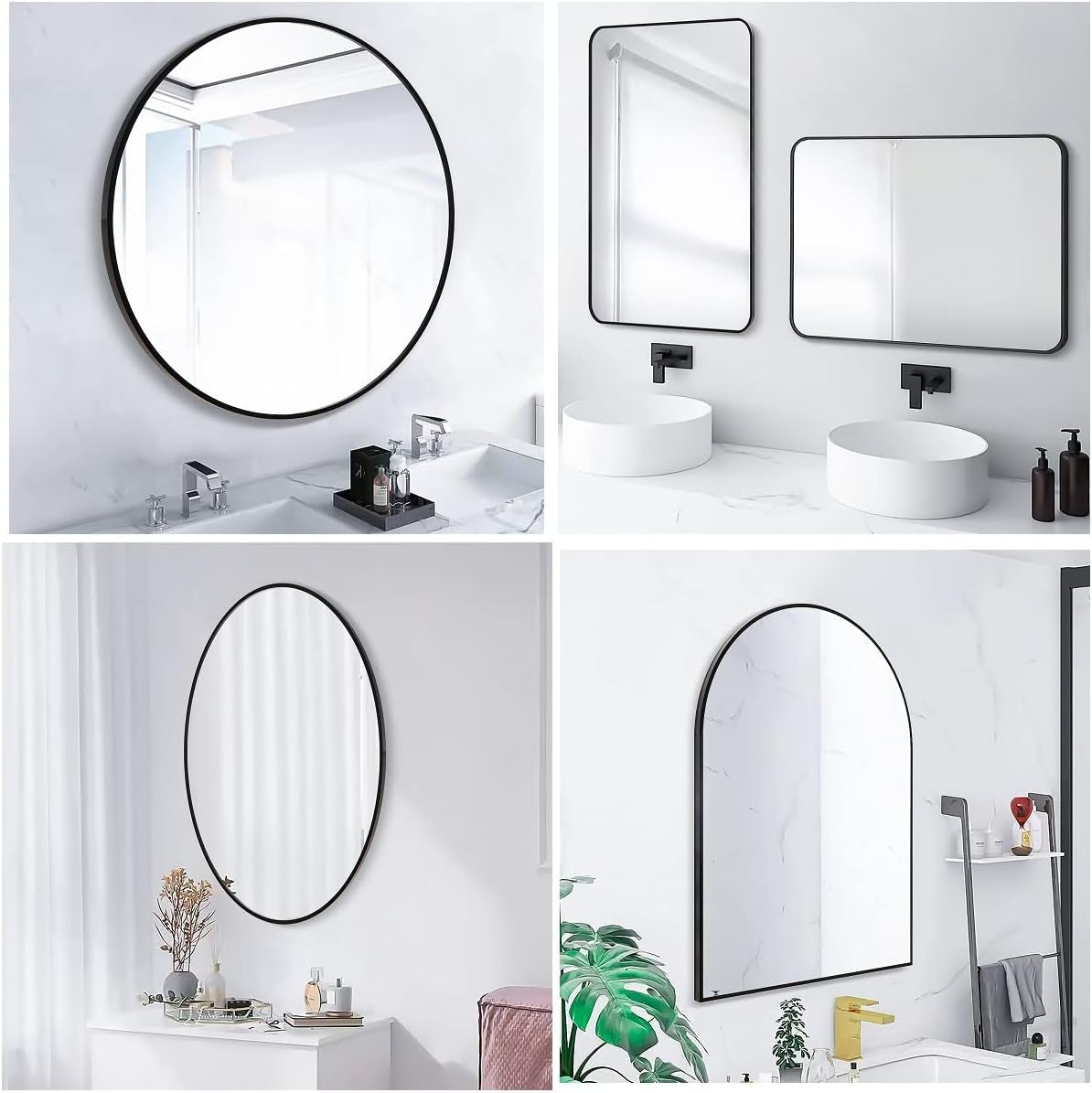 47X14 Mirror Rectangle Full Body Length Door Hanging Wall Mounted Metal Frame Dressing Make-Up Mirrors for Entryway Bedroom Bathroom Living Room 47 14 Inch Black