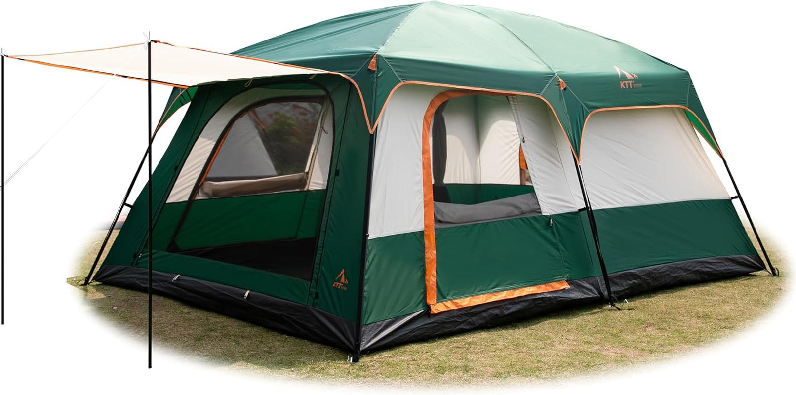 Extra Large Tent 10-12 Person(A),Family Cabin Tents,2 Rooms,3 Doors and 3 Windows with Mesh,Straight Wall,Waterproof,Double Layer,Big Tent for Outdoor,Picnic,Camping,Family Gathering