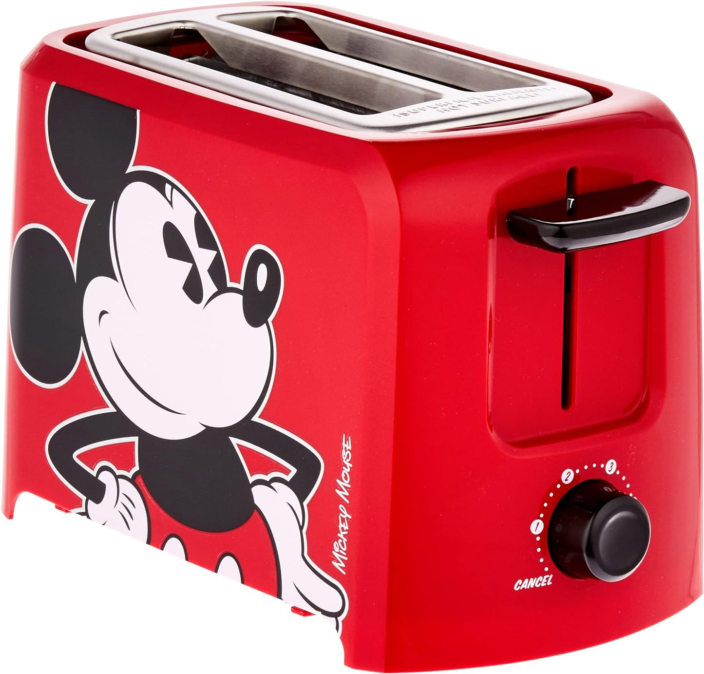 Mickey Mouse 2-Slice Toaster by Select Brands - Mickey Mouse Toaster for  Kitchen Accessories - Features Crumb Tray & High Rise Toast Lift - Gift for  Lovers - Red