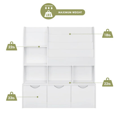 Annyah 47.2''H X 42.5''W Toy Boxes and Organizers, Bookcase with 3 Removable Drawers