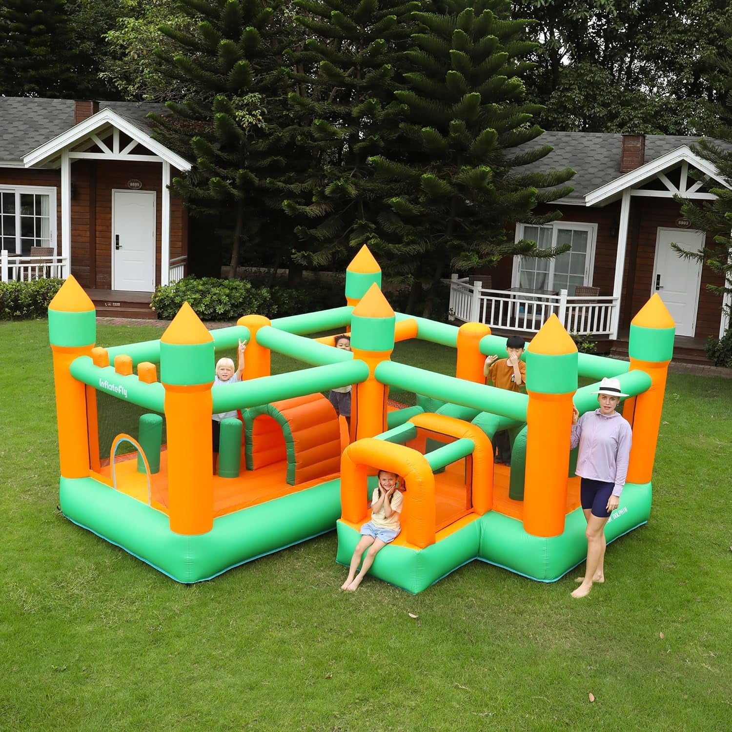 Inflatable Bounce House Kids Obstacle Bouncy Castle for Outdoor Indoor