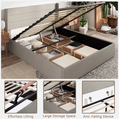 Cascia Hydraulic Lift up Storage Upholstered Platform Bed