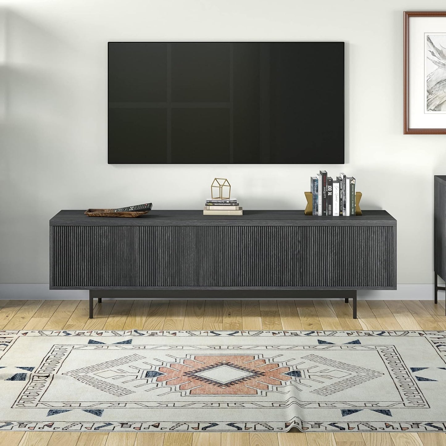 Whitman TV Stand, 70" Wide, Dark Gray