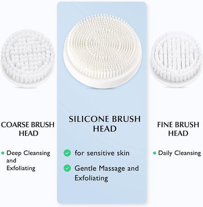 Facial Cleansing Brush Face Scrubber: 3 In1 JBK-D Electric Exfoliating Spin Device Waterproof Deep Cleaning Exfoliation Rotating Spa Machine - Electronic Skin Care Wash Spinning
