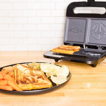 the Mandalorian Grilled Cheese Maker- Panini Press and Compact Indoor Grill- Baby Yoda and Mando Sandwich