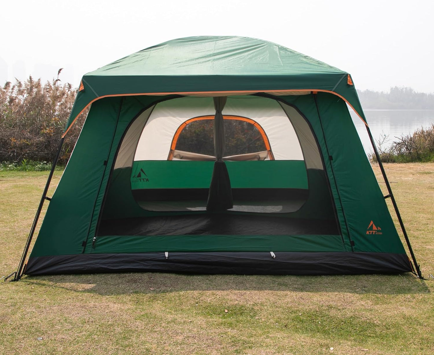 Extra Large Tent 10-12 Person(A),Family Cabin Tents,2 Rooms,3 Doors and 3 Windows with Mesh,Straight Wall,Waterproof,Double Layer,Big Tent for Outdoor,Picnic,Camping,Family Gathering