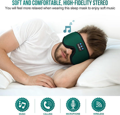 Sleep Headphones Breathable Bluetooth Headband 3D Sleeping Headphones, Wireless Music Eye Mask Sleep Earbuds for Side Sleeper Women,Men Office Air Travel Cool Tech Gadgets Unique Gifts Green