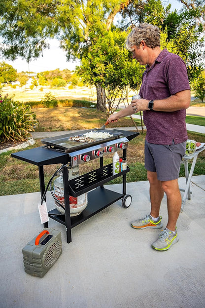 Flat Top Grill with 4 Burners – Premium Propane Grill with Outdoor Grill Cart – Stainless Steel Auto Ignition Camping Grill Outdoor Griddle – Easy Cleaning Grills Outdoor Cooking Propane
