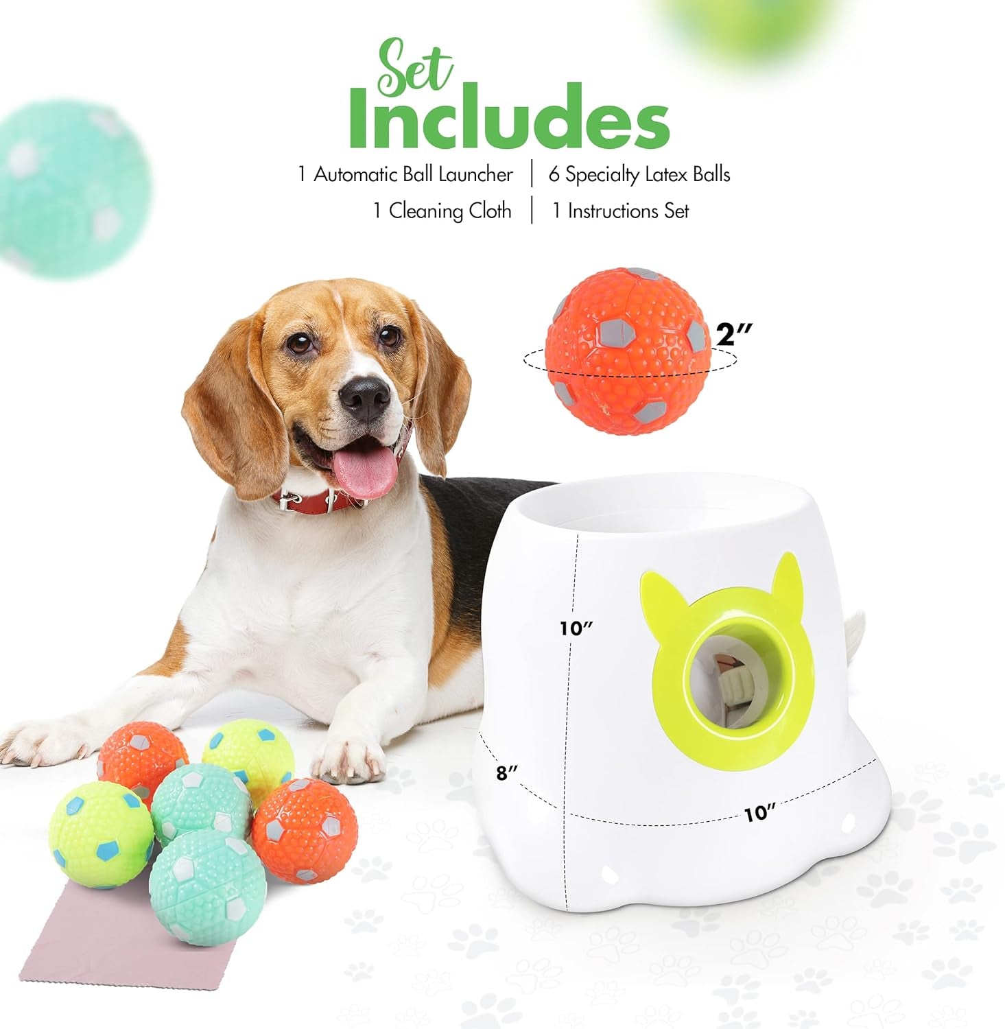 Dog Ball Launcher Automatic Fetch Machine for Small to Medium Dogs, 6 Balls, Dual Power Breeds, Ensures Exercise and Fun