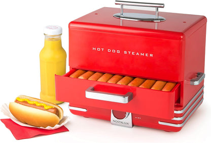 Extra Large Diner-Style Steamer 20 Hot Dogs and 6 Bun Capacity, Perfect for Breakfast Sausages, Brats, Vegetables, Fish