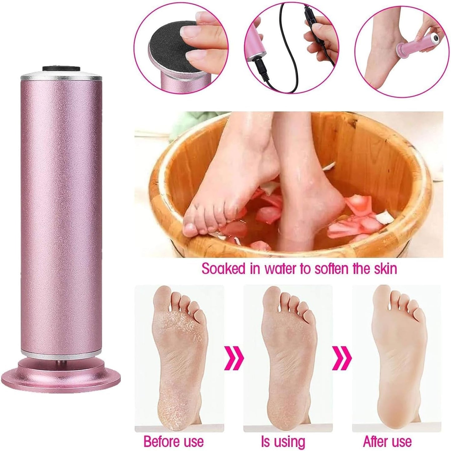 Electric Callus Remover,  Foot File Grinder Tool with Speed Controller and 60Pcs Replacement Sandpaper Disk for Men Women Dead Dry Crack Skin Calluses