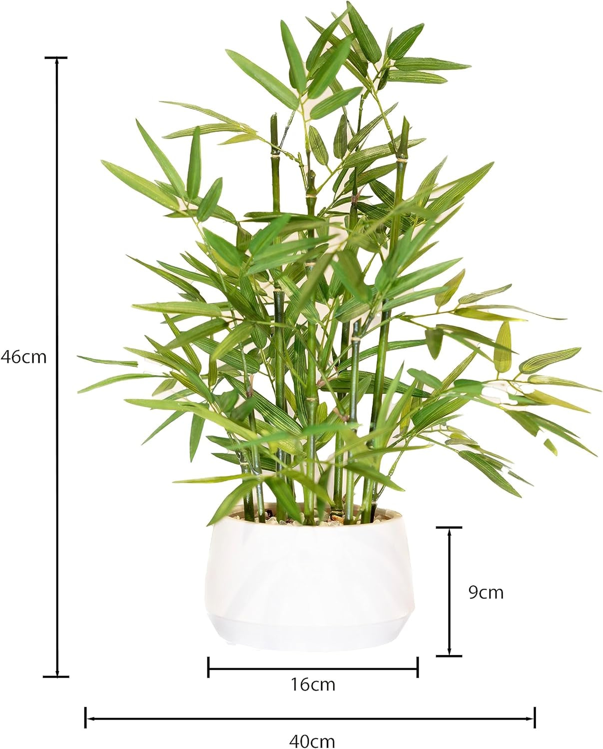 18 Inch Tall White Potted Faux Bamboo Plant- Luxury Artificial Bamboo Tree in White Pot for Home, Office, Kitchen, Counter Top, Indoor Decor, Money Tree, Lucky Bamboo Tree.